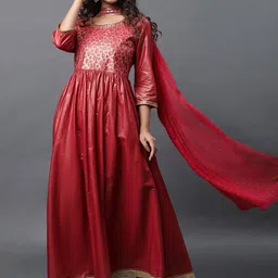 AURELIA  Embroidered Sequinned Anarkali Kurta with Skirt & With Dupatta-picture-4