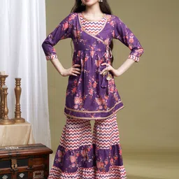 BAESD Girls Floral Printed Angrakha Kurta with Sharara-picture-34