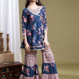 BAESD Girls Floral Printed Angrakha Kurti with Sharara-picture-30