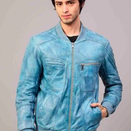 Saint G Washed Leather Water Resistant Bomber Jacket-image-54