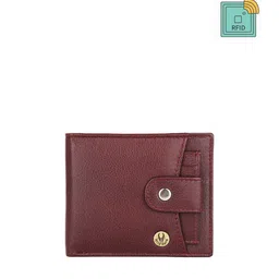 WildHorn Men Maroon Textured Two Fold Leather Wallet-image-82