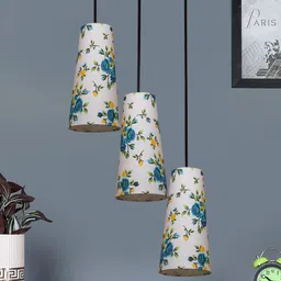Devansh White & Blue Floral Cluster Cylindrical Ceiling Lamp-37