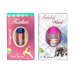 RAVIOUR LIFESTYLE Set Of 2 Original Kasturi & Sandalwood Alcohol Free Attar- 8 ml Each-2