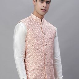 Anouk Men Woven Design Satin Nehru Jackets-6