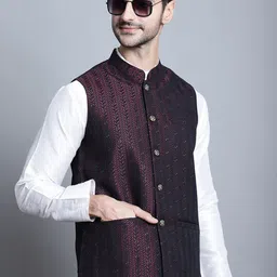 Jompers Woven Design Nehru Jacket-7