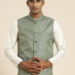SOJANYA Jacquard Woven Design Nehru Jacket-22
