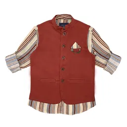 CHARCHIT Boys Maroon Nehru Jacket-image-10
