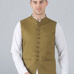 TAHVO Mandarin Collar Satin Nehru Jacket-image-61
