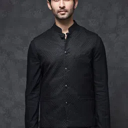 RARE RABBIT Self Design Woven Nehru Jacket-10