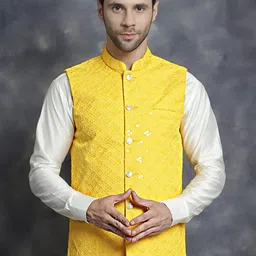 Jompers Embroidered Sequinned Nehru Jacket-21