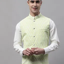 Jompers Men Embroidered Cotton Nehru Jackets-image-76