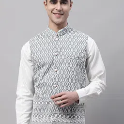 Jompers Men Embroidered Cotton Nehru Jackets-24