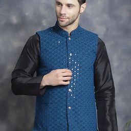Jompers Embroidered Sequined Nehru Jacket-image-101