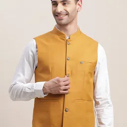 Turtle Men Woven Design Slim-Fit Nehru Jacket-12