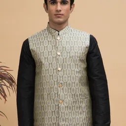 NEUDIS Men Ethnic Motif Printed Jacquard Woven Nehru Jacket-28