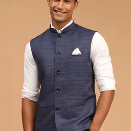 VASTRAMAY Men Textured Nehru Jacket-18