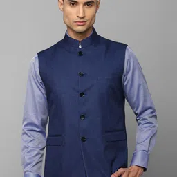 Louis Philippe Mandarin Collar Sleeveless Nehru Jacket-picture-40