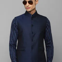 Louis Philippe Woven Mandarin Collar Nehru Jacket-58