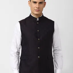 V Dot Printed Woven Nehru Jacket-picture-49