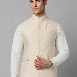 Louis Philippe Embroidered Slim Fit Nehru Jacket-image-93
