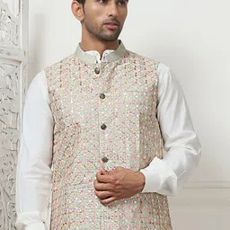 Jompers Embroidered With Sequin Nehru Jacket-10