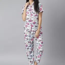 StyleStone Women White Printed Night suit-image-93