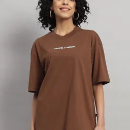 GRIFFEL Round Neck Drop-Shoulder Sleeves Oversized Cotton T-shirt-image-64