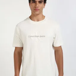 Calvin Klein Jeans Men Typography Printed Round Neck Cotton T-shirt-image-9