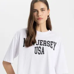 DeFacto Women Typography Drop Shoulder Sleeves T-shirt-image-71