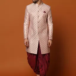 KISAH Woven-Design Cotton Sherwani Set-picture-41