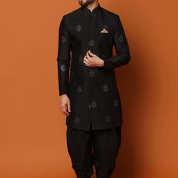 KISAH Self-Design Cotton Sherwani Set-image-45