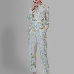JC Collection Grey & Green Printed Basic Jumpsuit-image-57