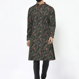 KISAH Mandarin Collar Floral Printed Straight Kurta with Churidar-image-53