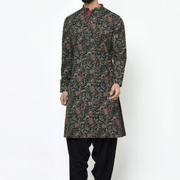 KISAH Ethnic Motifs Printed Mandarin Collar Pure Cotton Kurta With Patiala-picture-15