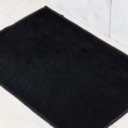 Ariana Black Rectangular 1000 GSM Microfiber Anti-Skid Bath Rug-image-92