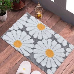 FABINALIV Grey Floral Patterned Anti-Skid Doormat-55