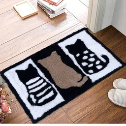 AAZEEM Brown & White Printed Cotton Anti-Skid Doormat-39