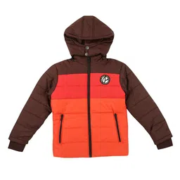 Pepe Jeans Boys Red Colourblocked Padded Jacket with Patchwork-image-0