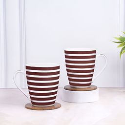 UPC Brown & White Printed Ceramic Glossy Mugs Set of Cups and Mugs-12