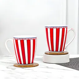 UPC Red & White Printed Ceramic Glossy Mugs Set of Cups and Mugs-13