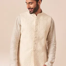 Manyavar Men Self Designed Nehru Jacket-38