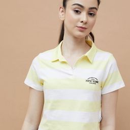 Kappa Women Striped Polo Collar Cotton T-shirt-image-13