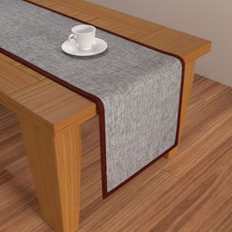 S9home by Seasons Grey & Maroon Solid 6 Seater Table Runner-29