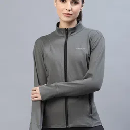 JUMP USA Women Wild Grey Solid Polyester Hiking Jacket-image-32