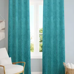 Aura Turquoise Blue 2 Pieces Room Darkening Door Curtains-18