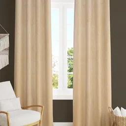 Homefab India Cream-Coloured 2 Pieces Velvet Room Darkening Door Curtain-24