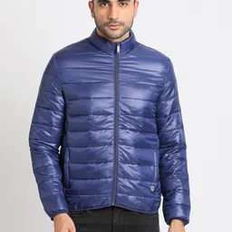 Turtle Mock Collar Long Sleeves Windcheater Nylon Puffer Jacket-30