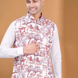 SHIWAM ETHNIX Printed Pure Cotton Nehru Jacket-image-43