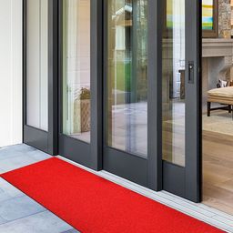 Kuber Industries Red Solid Rubber Anti-Slip Doormat-26