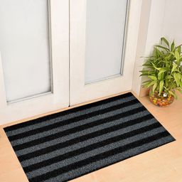 Kuber Industries Black & Grey Striped Rubber Anti-Slip Doormat-66